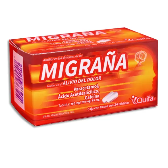 PARACETAMOL, ACIDO ACETILSALICILICO, CAFEINA QUIMICA Y FARMACIA Tabletas - c/24
