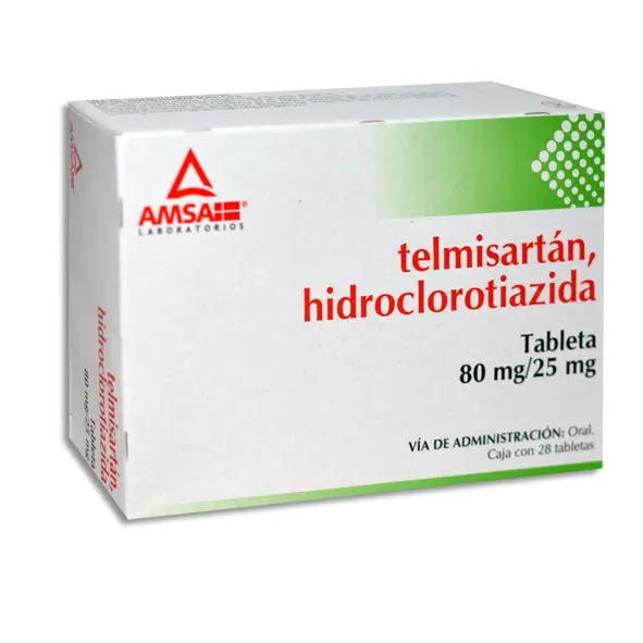 TELMISARTAN / HIDROCLOROTIAZIDA 80/25MG AMSA Tabletas - c/28