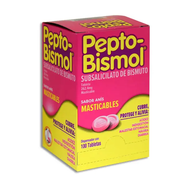 [7501001258023] PEPTO BISMOL EXHIBIDOR Tabletas Masticables - c/100