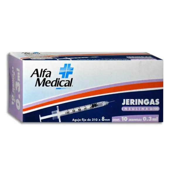 JERINGA .3ML INSULINA 31X8 ALFA MEDICAL Caja - c/10