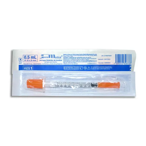 JERINGA .5ML INSULINA 31X8 SENSIMEDICAL Pieza - 1 Pieza