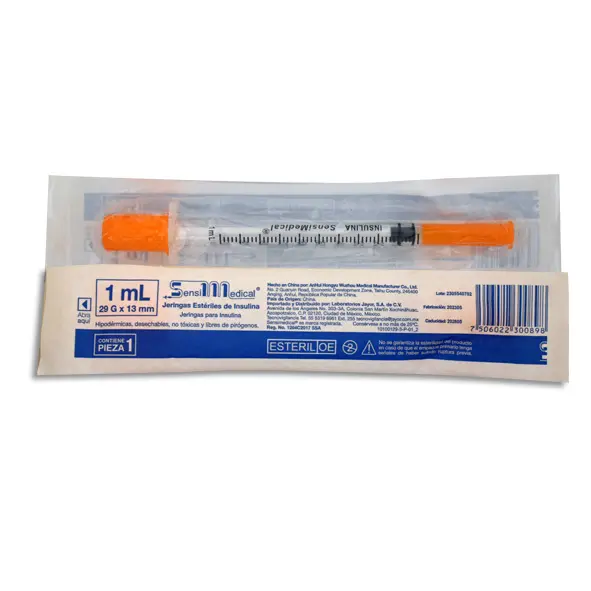 [7506022300898] JERINGA 1ML INSULINA 29X13 SENSIMEDICAL Pieza - 1 Pieza