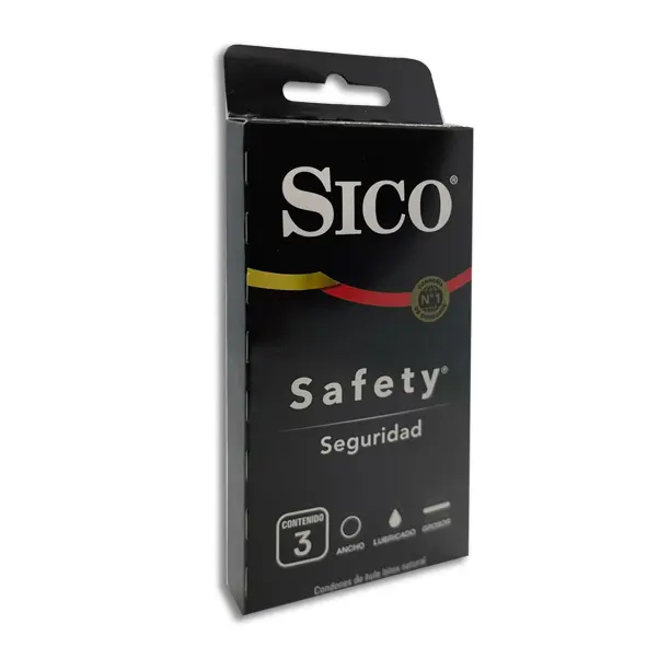PRESERVATIVO SICO SAFETY NEGRO Cartera - c/3