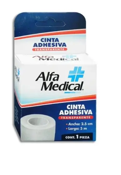 CINTA ADHESIVA TRANSPARENTE ALFA MEDICAL 2.5CMX5M Caja - c/1