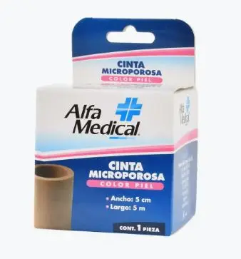[7503014279439] CINTA MICROPOROSA PIEL ALFA MEDICAL 2.5CMX5M Pieza - c/1