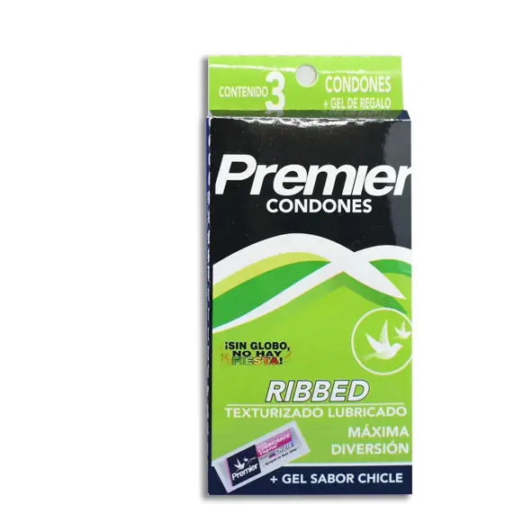 PRESERVATIVO PREMIER RIBBED (VERDE) Cartera - c/3