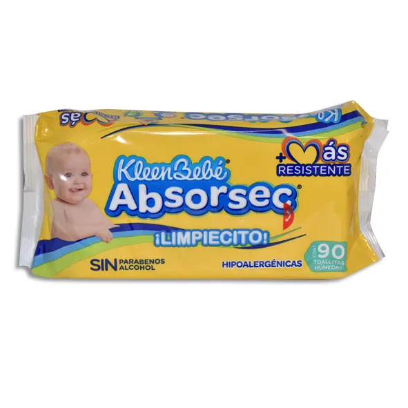 TOALLITAS HUMEDAS KLEEN BEBE ABSORSEC Bolsa - c/90
