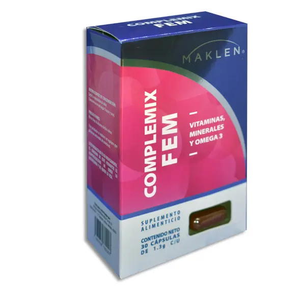 COMPLEMIX FEM VITAMINAS, MINERALES + OMEGA 3 MAKLEN Capsulas - c/30
