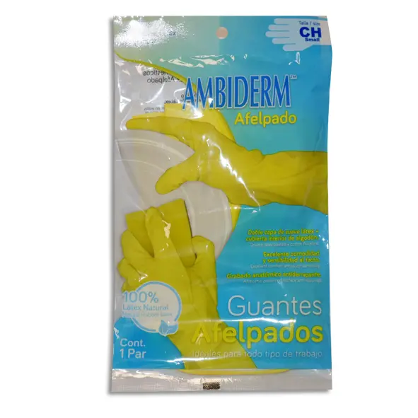 [7502224241229] GUANTE AMBIDERM DOMESTICO AMARILLO CHICO Bolsa - 1 par