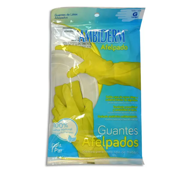 [7502224241243] GUANTE AMBIDERM DOMESTICO AMARILLO GRANDE Bolsa - 1 par