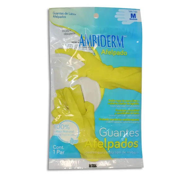 [7502224241236] GUANTE AMBIDERM DOMESTICO AMARILLO MEDIANO Bolsa - 1 par