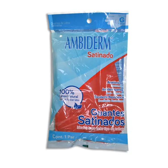 [7502224241281] GUANTE AMBIDERM DOMESTICO ROJO GRANDE Bolsa - 1 par