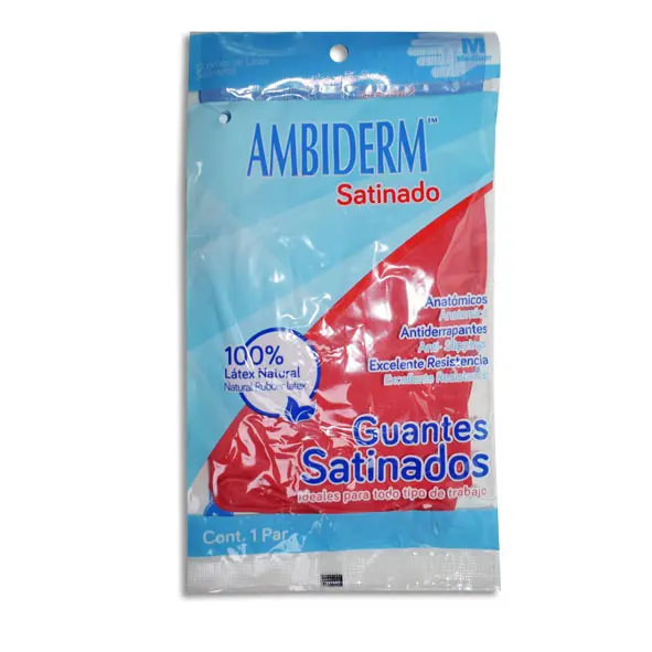 [7502224241274] GUANTE AMBIDERM DOMESTICO ROJO MEDIANO Bolsa - 1 Pieza