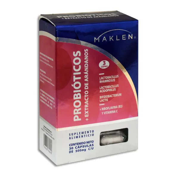 PROBIOTICOS + EXTRACTO DE ARANDANOS MAKLEN Capsulas - c/30