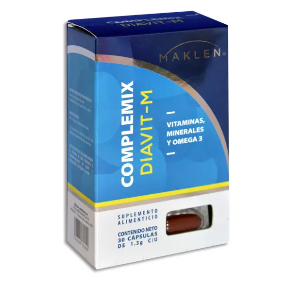 [7503036782320] COMPLEMIX DIAVIT-M VITAMINAS , MINERALES Y OMEGA 3 MAKLEN Capsulas - c/30