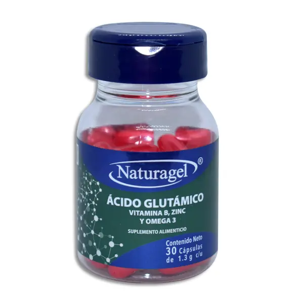 ACIDO GLUTAMICO, VITAMINA B, ZINC Y OMEGA 3 Capsulas - c/30