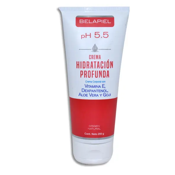 CREMA CORPORAL CON VITAMINA E, DEXPANTENOL, ALOE VERA Y GOJI BELAPIEL Tubo - 200 g