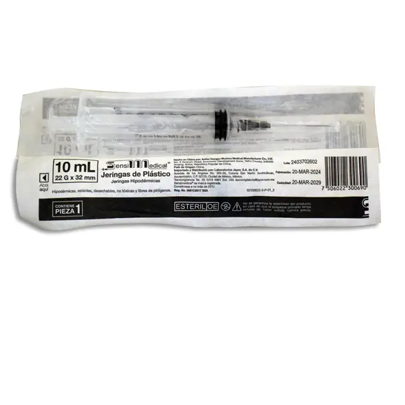 JERINGA 10ML 22X32 NEG SENSIMEDICAL Pieza - 1 Pieza
