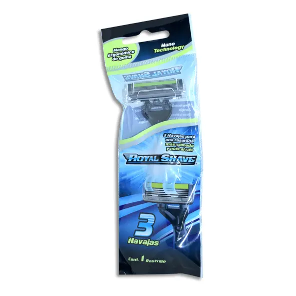 [7502275701758] RASTRILLO ROYAL SHAVE 3 NAVAJAS  Bolsa - c/1