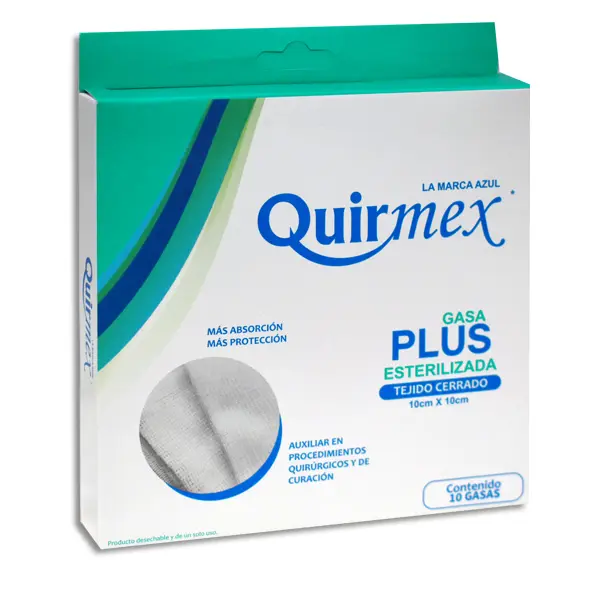 GASA ESTERILIZADA PLUS 10X10CM QUIRMEX Caja - c/10