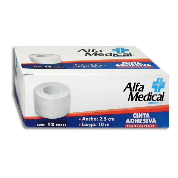 CINTA ADHESIVA TRANSPARENTE ALFA MEDICAL 2.5CMX10M Caja - c/12