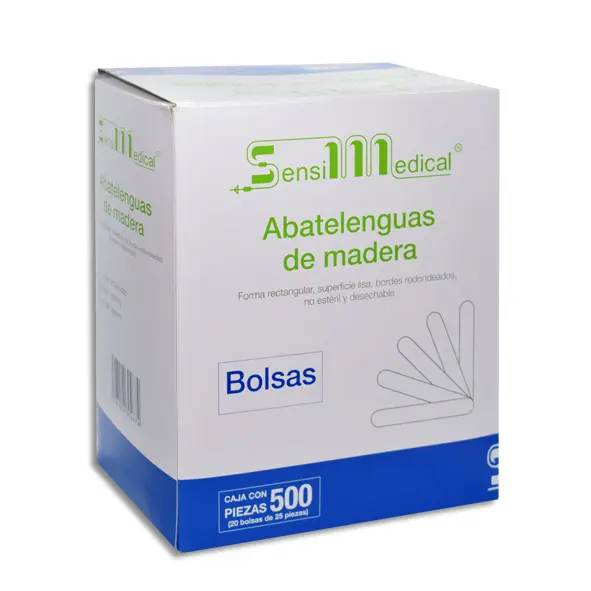 [7506022304674] ABATELENGUAS DE MADERA SENSIMEDICAL (20 B/25) Bolsa - c/500