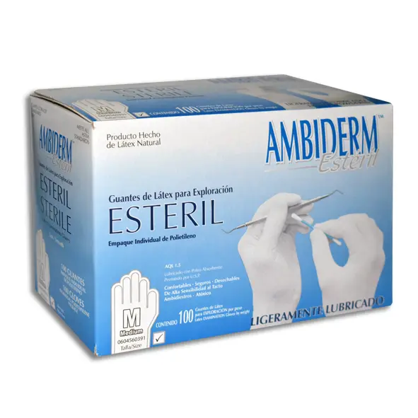 GUANTE AMBIDERM ESTERIL MEDIANO Caja c/100