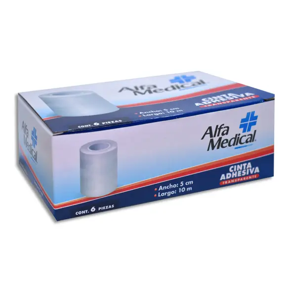 CINTA ADHESIVA TRANSPARENTE ALFA MEDICAL 5CMX10M Caja - c/6