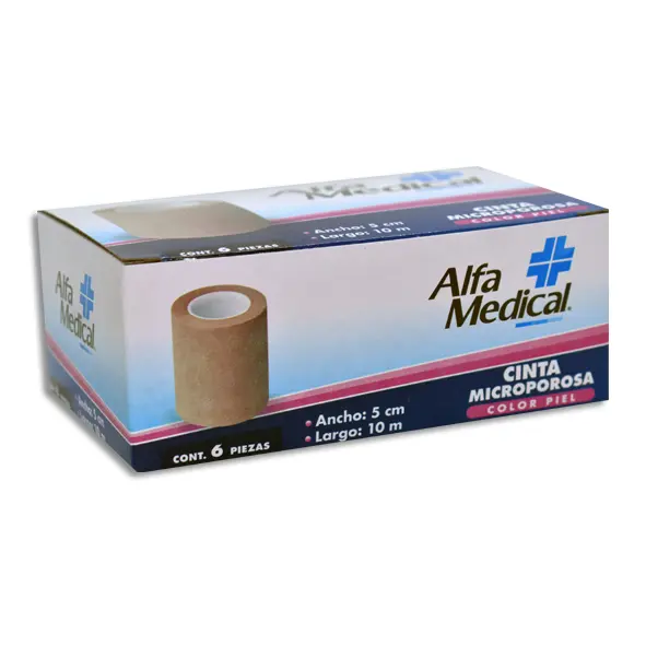 [7502275702168] CINTA MICROPOROSA PIEL ALFA MEDICAL 5CMX10M Caja - c/6