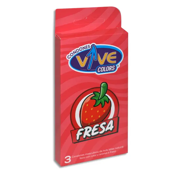 [7404001750293] PRESERVATIVO VIVE COLORS FRESA Cartera - c/3
