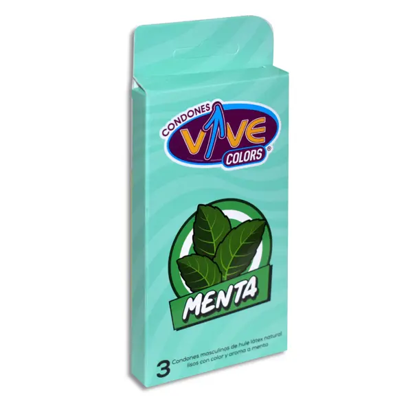 [7506624900038] PRESERVATIVO VIVE COLORS MENTA Cartera - c/3
