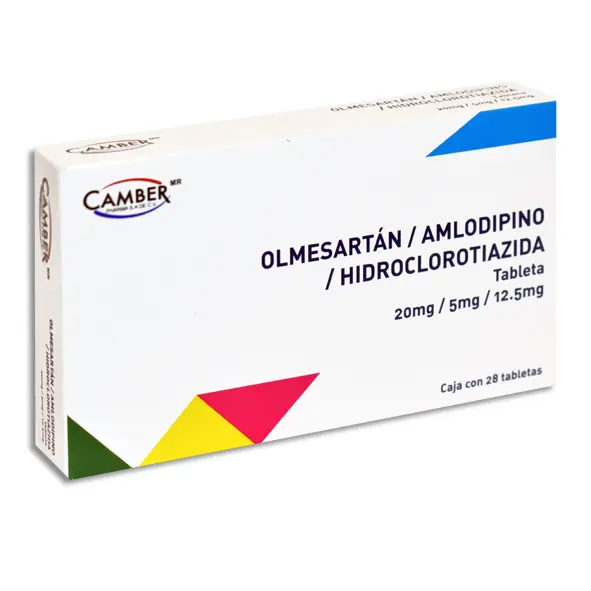 OLMESARTAN/ AMLODIPINO/ HIDROCLOROTIAZIDA 20/5/12.5MG CAMBER Tabletas - c/28