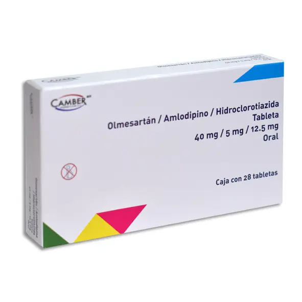 OLMESARTAN/ AMLODIPINO/ HIDROCLOROTIAZIDA 40/5/12.5MG CAMBER Tabletas - c/28