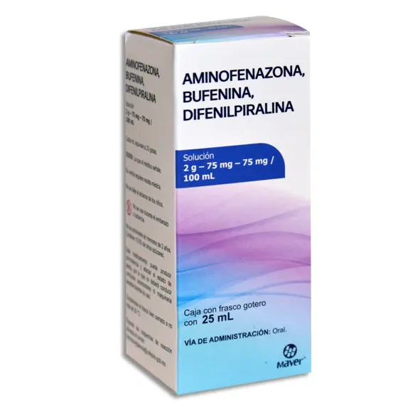 [7502009750014] AMINOFENAZONA, BUFENINA, DIFENILPIRALINA MAVER Solucion - 25 ml