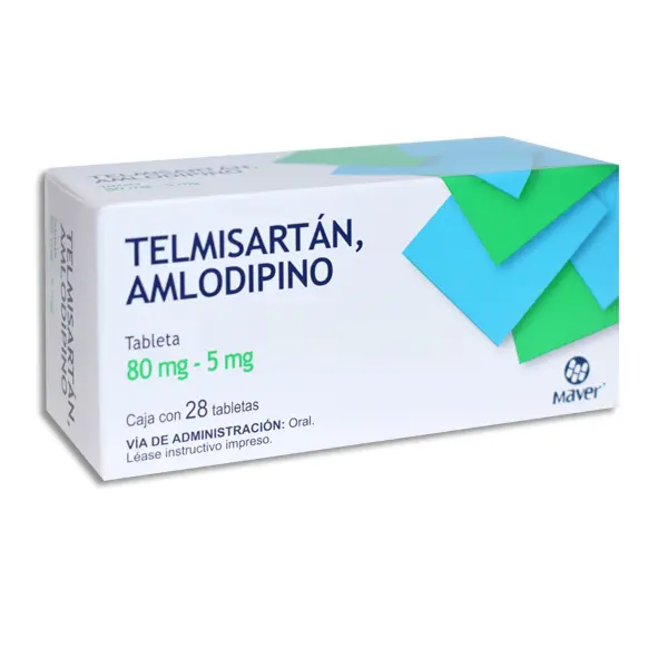 TELMISARTAN,AMLODIPINO 80/5MG MAVER Tabletas - c/28