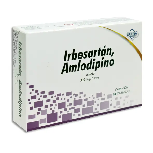 [7502216790971] IRBESARTAN,AMLODIPINO 300/5MG ULTRA Tabletas - c/14