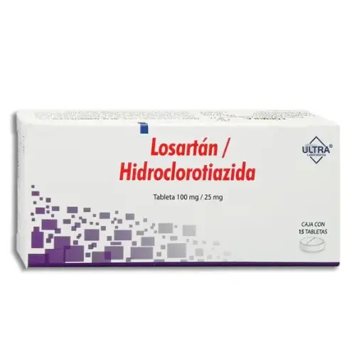 [7502216796119] LOSARTAN / HIDROCLOROTIAZIDA 100/25MG ULTRA Tabletas - c/15