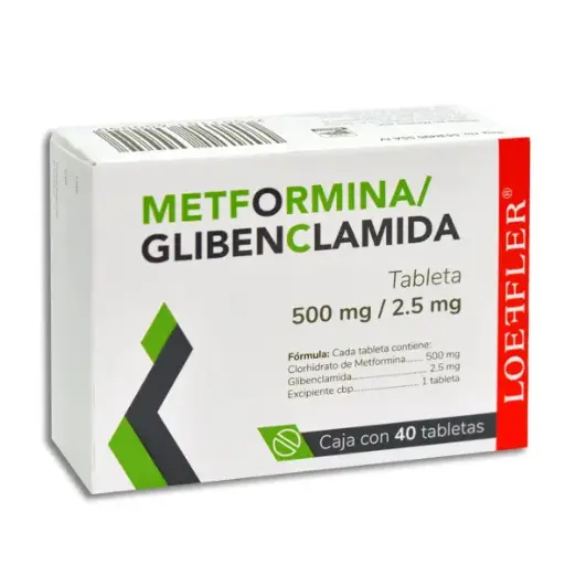 [7501101600050] GLIBENCLAMIDA/ METFORMINA 2.5/500 LOEFFLER Tabletas - c/40