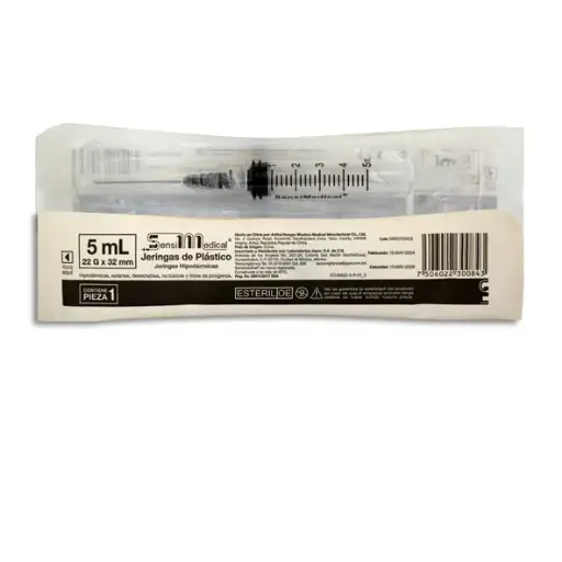 [7506022300843] JERINGA 5ML 22X32 NEG SENSIMEDICAL Pieza - 1 Pieza