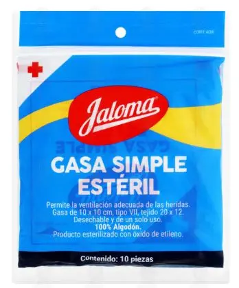 [759684231452] GASA ESTERILIZADA 10X10CM JALOMA Bolsa - c/10