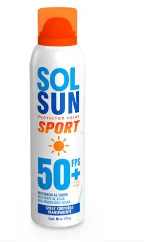 [7502009749360] SOL SUN PROTECTOR SOLAR SPORT 50FPS+ BELABEL Solucion Spray - 170 g