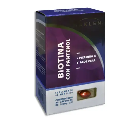 [7503036782252] BIOTINA CON PANTENOL + VITAMINA E Y ALOE VERA MAKLEN Capsulas - c/30