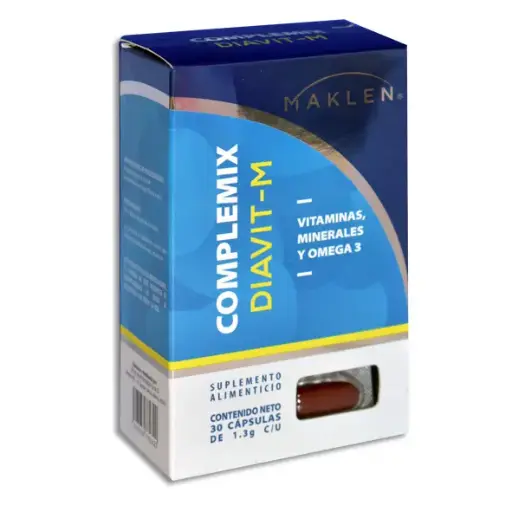 [7503036782320] COMPLEMIX DIAVIT-M VITAMINAS , MINERALES Y OMEGA 3 MAKLEN Capsulas - c/30