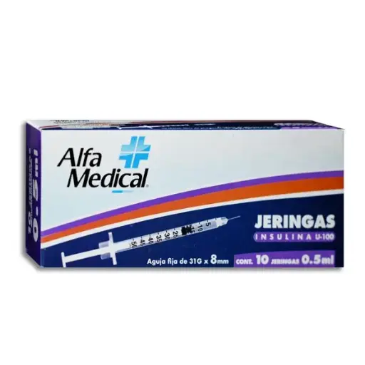 [7502275700652] JERINGA .5ML INSULINA 31X8 ALFA MEDICAL Caja - c/10