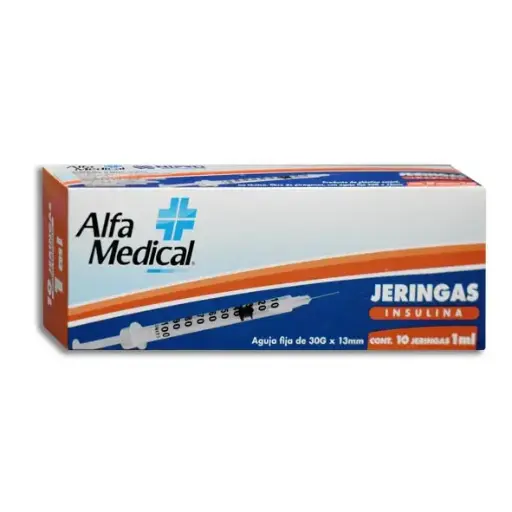 [7503014279217] JERINGA 1ML INSULINA 30X13 ALFA MEDICAL Caja - c/10