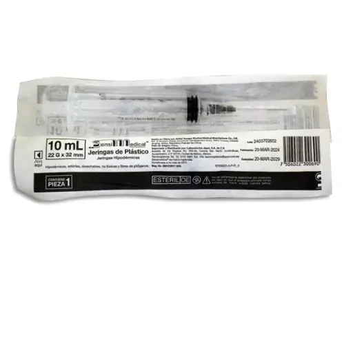 [7506022300690] JERINGA 10ML 22X32 NEG SENSIMEDICAL Pieza - 1 Pieza