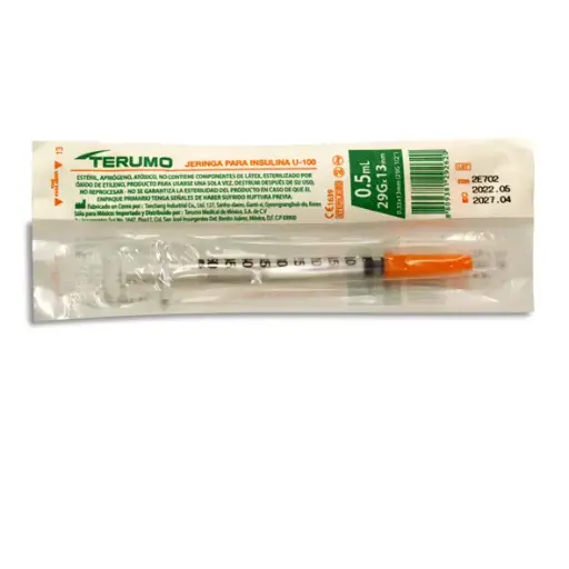 [8809381292620] JERINGA .5ML INSULINA 29X13 TERUMO Pieza - 1 Pieza