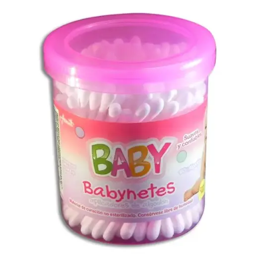 [7501361170300] APLICADORES DE ALGODON BABYNETES ROSA Tarro - c/100