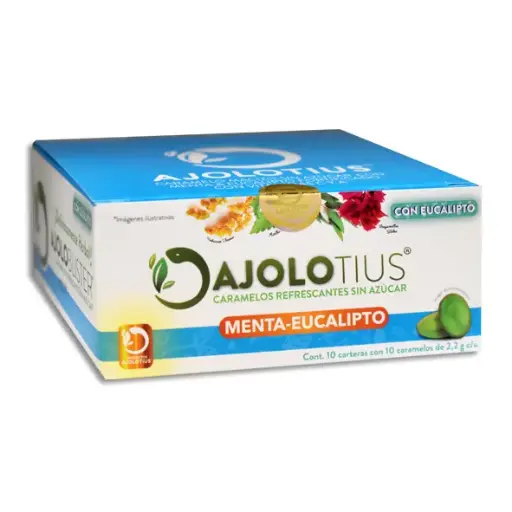 [7506452400021] AJOLOTIUS PASTILLAS REFRESCANTES SIN AZUCAR MENTA – EUCALIPTO Exhibidor - c/10