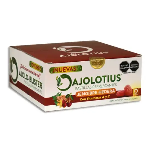 [7506452400229] AJOLOTIUS PASTILLAS REFRESCANTES JENGIBRE - HEDERA, VITAMINAS A Y C Exhibidor - c/10
